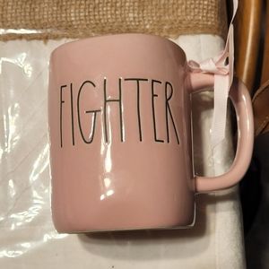 Rae Dunn "Fighter" Susan G Komen pink 2 sided mug